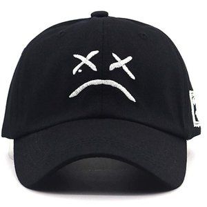 Black Embroidery "Crying Face" Baseball Cap